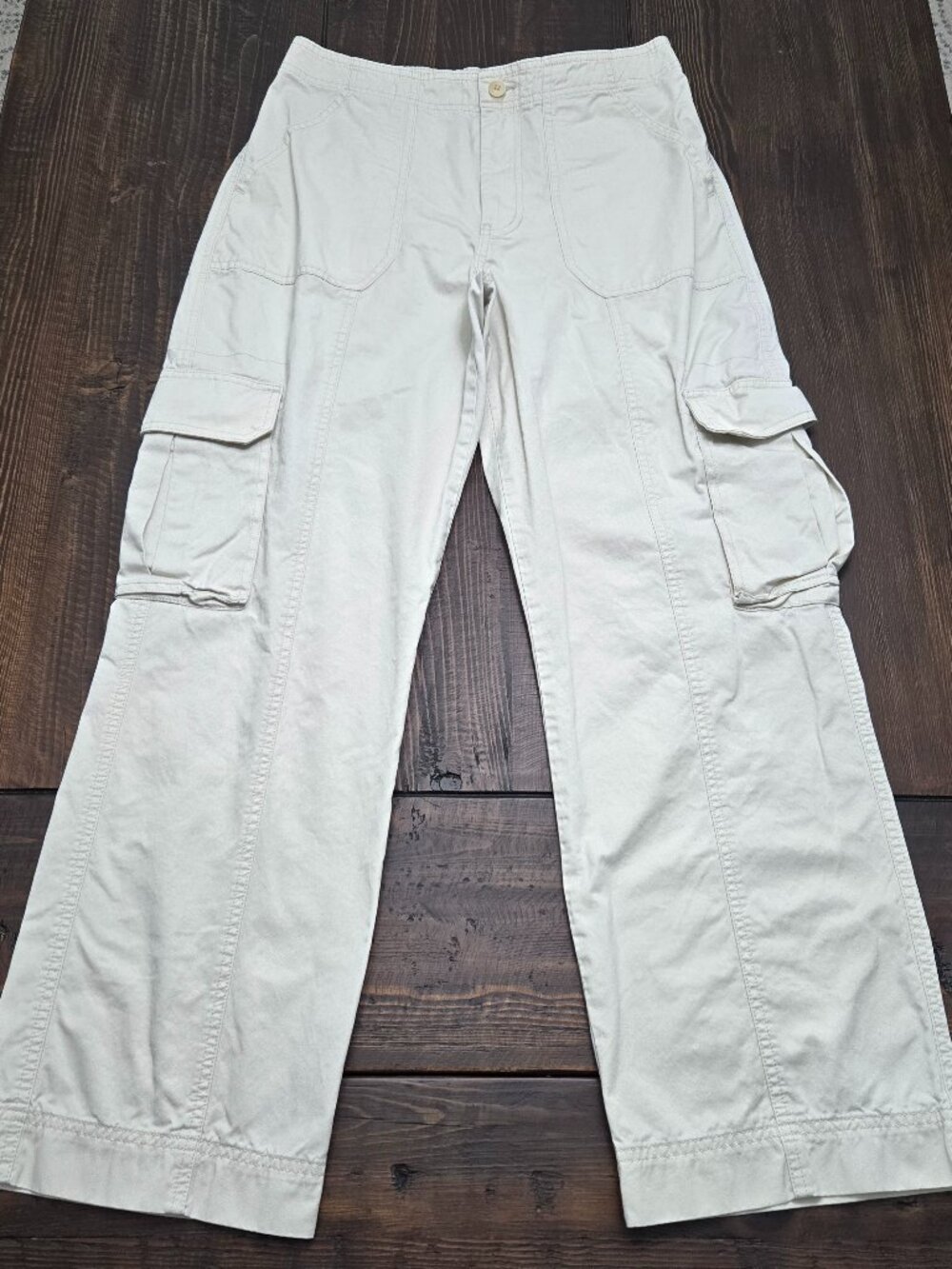 Abercrombie Curve Love Cargo Pants Womens 8 29 Regular Cream Wide Leg Loose EUC